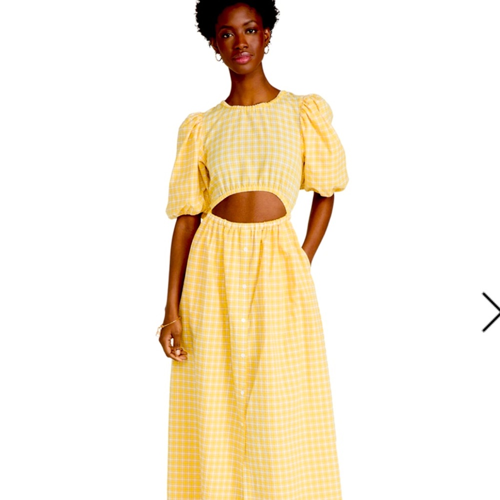 Jonathan Simkhai Yellow Gingham Backless Dress